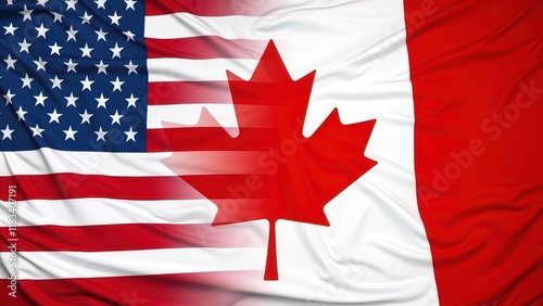Obraz na płótnie US-Canada flag blend, international relations, global trade. w salonie