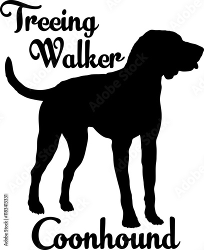 Treeing Walker Coonhound dog silhouette, dog, dog breeds, logo, vector, love me love my dog, silhouette, i love my dog, animal, illustration, icon, sign, design, black, symbol, pet, love
