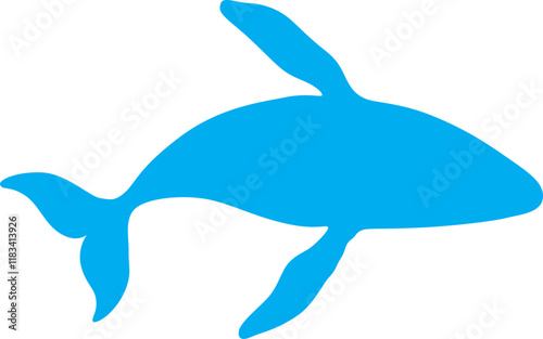 Blue whale silhouette vector design, perfect for clip art, Cricut projects, and print-ready cut files. High-quality, scalable EPS file for marine-themed creative and digital artworks.