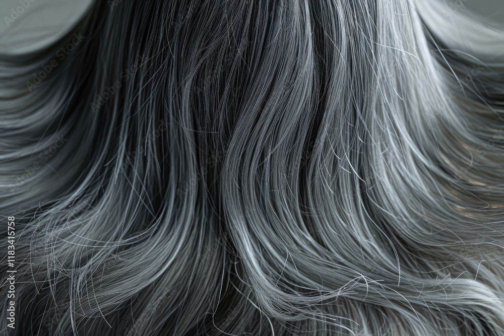 Naklejka premium Replenishing dry hair treatment for older women with gray hair.