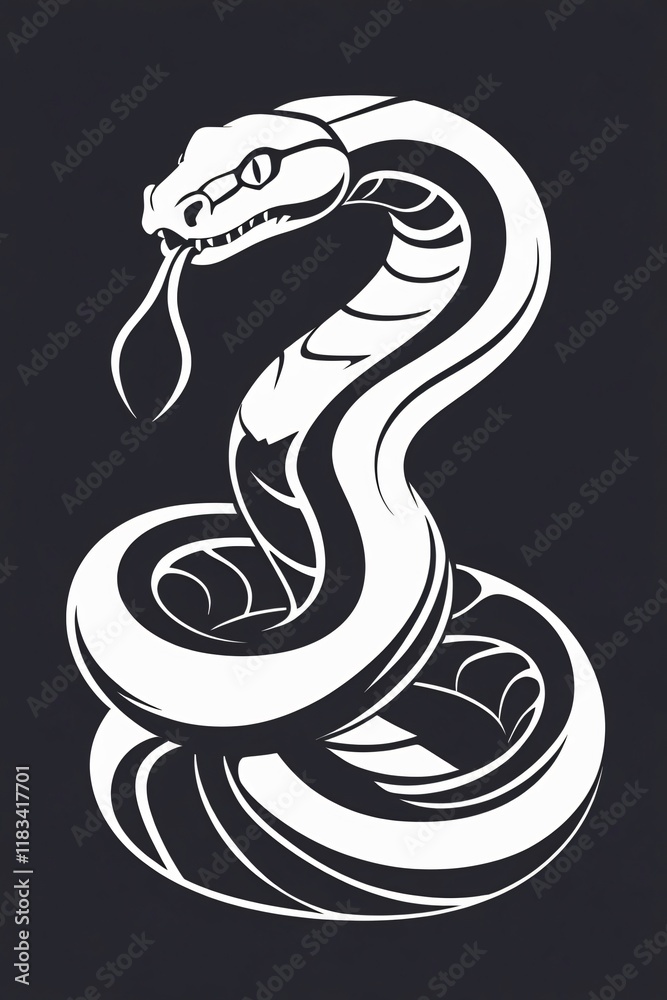 Fototapeta premium Stylized Snake Silhouette Vector Illustration with Modern Geometric Accents