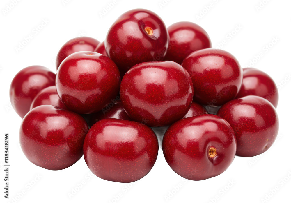 Sour cherry berries isolated on white background, no depth of field, sharp. Sour cherry berries isolated on white background, no depth of field, sharp.