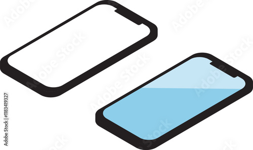 アイソメトリック　スマホ　スマートフォン　モバイル　携帯電話　アイコン　イラスト素材セット