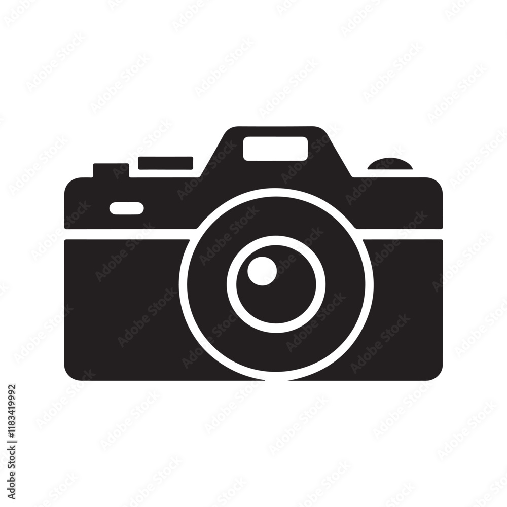Simple black and white camera icon Simple black and white camera icon