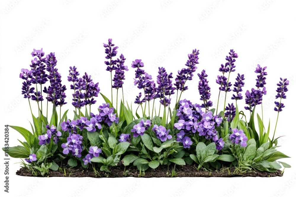 Naklejka premium Purple spring flower bed flowers lavender garden.