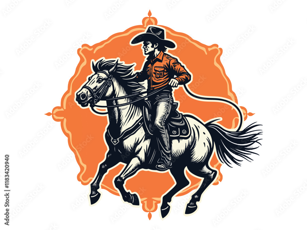 Fototapeta premium Cowboy western wild west cowboy desert illustration design