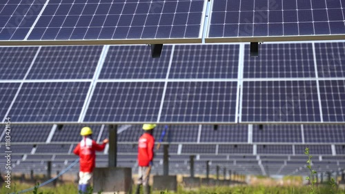 Solar panel(solar cell) follow sun systems, alternative energy to conserve the world is power photovoltaic module for clean electric production to green energy and renewable energy.