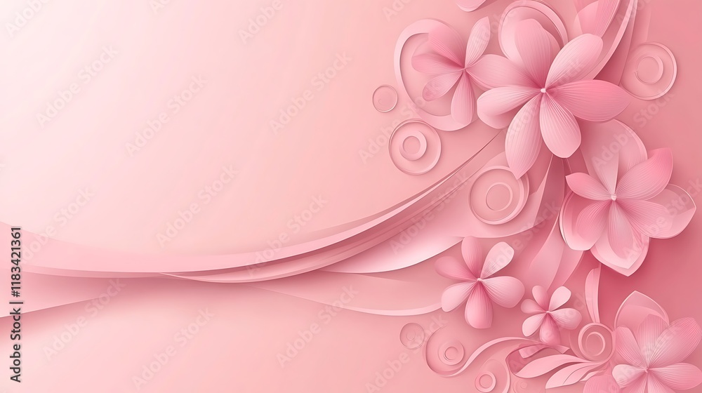 Delicate Pink Flowers and Swirls Abstract Design Delicate Pink Flowers and Swirls Abstract Design