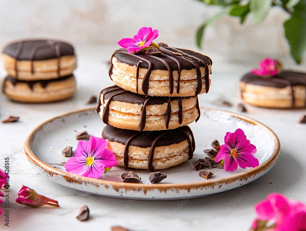 Delicious Chocolate Covered Cookies with Flowers A Delightful Sweet Treat Delicious Chocolate Covered Cookies with Flowers A Delightful Sweet Treat