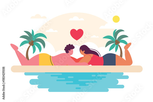 Couples in love on the beach