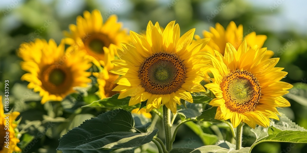 Vibrant yellow sunflowers thrive in a picturesque rural setting, basking in the sunshine of a clear day, creating a stunning display of beautiful yellow sunflowers in nature. Vibrant yellow sunflowers thrive in a picturesque rural setting, basking in the sunshine of a clear day, creating a stunning display of beautiful yellow sunflowers in nature.
