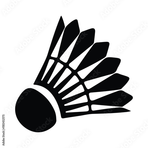 Simple Black and White Silhouette of a Badminton Shuttlecock. This is a clean, graphic silhouette of a badminton shuttlecock.