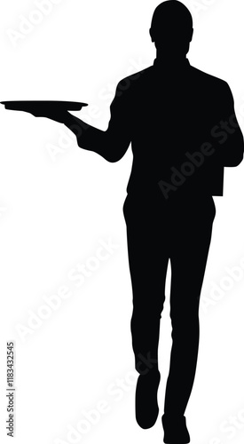 Waitress full body silhouette illustration