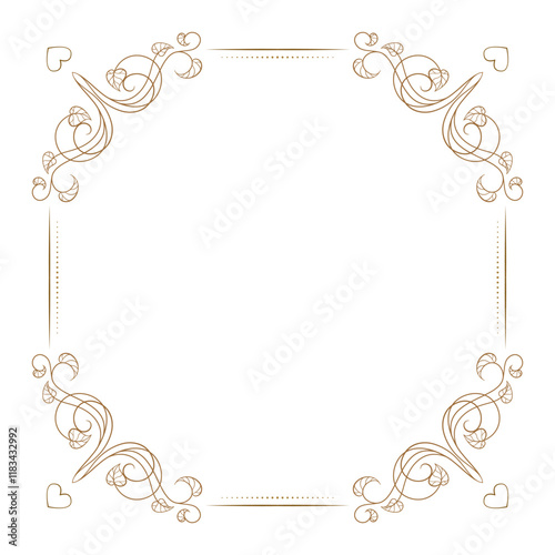 An elegant vintage style square vector floral frame with intricate ivy stems and leaves designs perfect for invitations or cards.