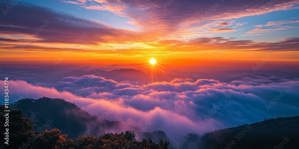 Stunning sunrise capturing the beauty of the sun rise as it illuminates the sky, creating a breathtaking view with vibrant colors during this magical sun rise moment.