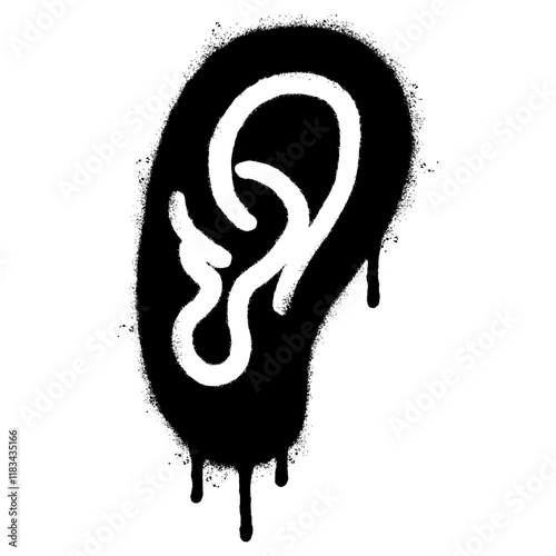 Spray Painted Graffiti ear icon isolated on white background. vector illustration.