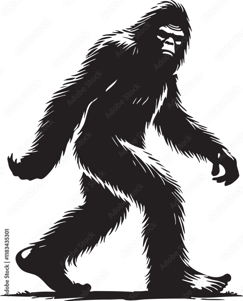 Fototapeta premium Wild Bigfoot Shadow Vector Illustration 