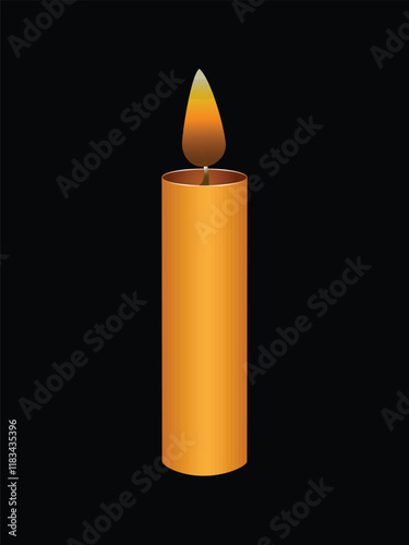 Realistic candle isolated on black background. Vector illustration.