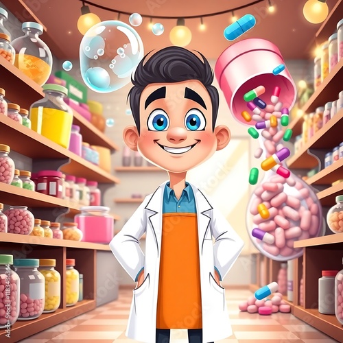 National Pharmacist's Day Illustration, cartoon