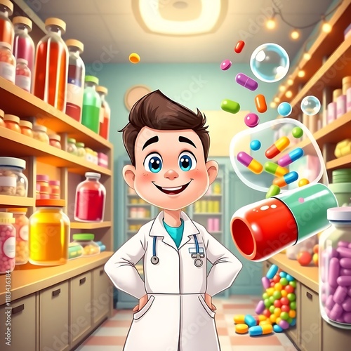 National Pharmacist's Day Illustration, cartoon