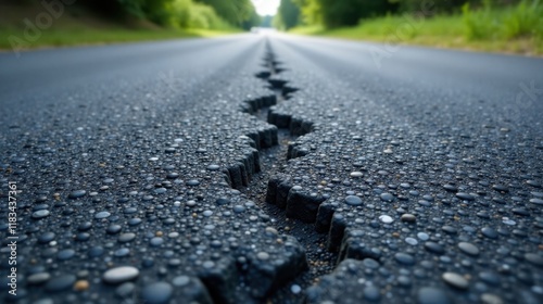 Wallpaper Mural Close-up View of a Road Surface with a Central Crack Featuring Textured Aggregates Torontodigital.ca