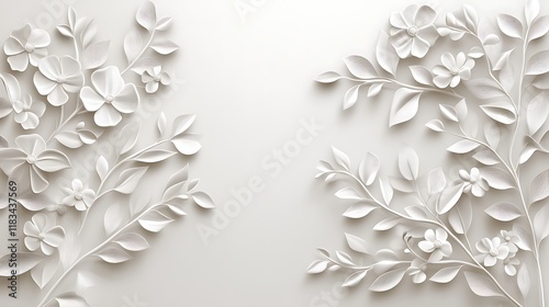 Elegant White Floral Design With Intricate Leafwork photo