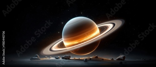 saturn planet in space with a ring around it photo