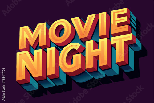 Fall Games 3D Text Effect, quiz time text style effect template editable.Movie Night 3D Editable Text Effect
