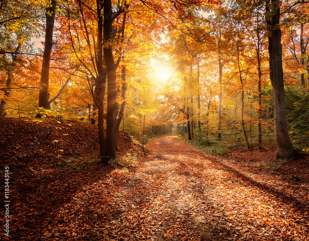 Fototapeta premium Autumn Street Trees