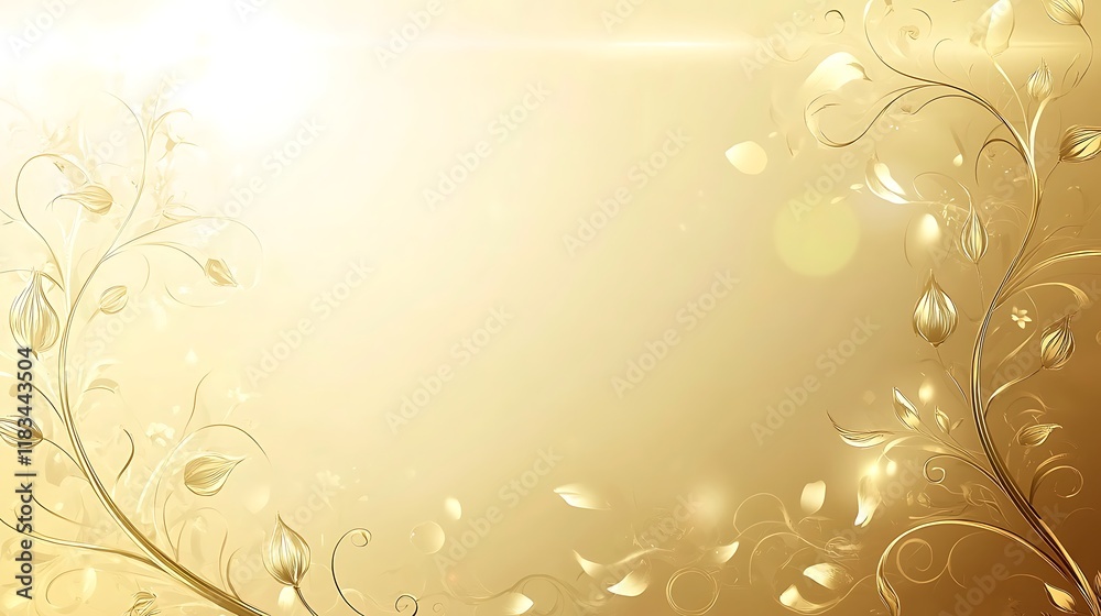 Golden Floral Design Elegant Background Image Golden Floral Design Elegant Background Image