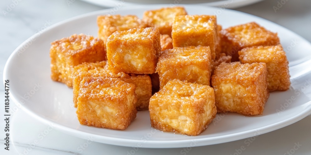 Delicious fried tofu served on a white plate, showcasing the crispy texture and appealing presentation of fried tofu. Perfect for food lovers seeking fried tofu inspiration. Delicious fried tofu served on a white plate, showcasing the crispy texture and appealing presentation of fried tofu. Perfect for food lovers seeking fried tofu inspiration.