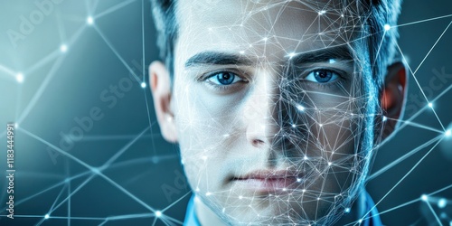 Man Face Digital Network Visualization photo