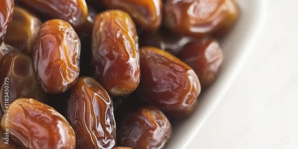 Close up image of dates isolated on a white background, showcasing the rich texture and color of the dates. The dates highlight their natural appeal and healthy attributes prominently. Close up image of dates isolated on a white background, showcasing the rich texture and color of the dates. The dates highlight their natural appeal and healthy attributes prominently.