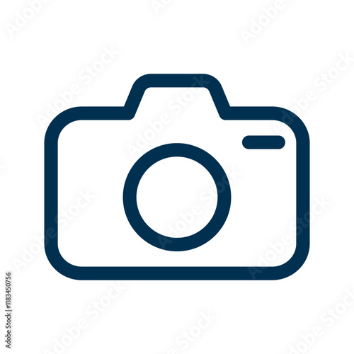 Camera with a lens, shutter button, and body, symbolizing photography and image capturing.