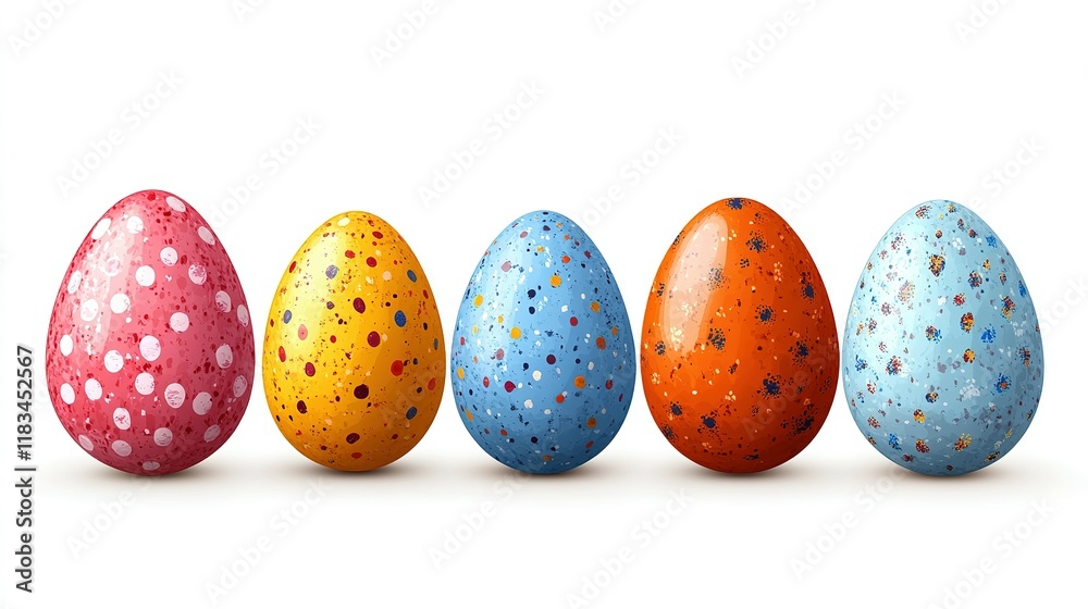 Five Decorated Easter Eggs in a Row Five Decorated Easter Eggs in a Row