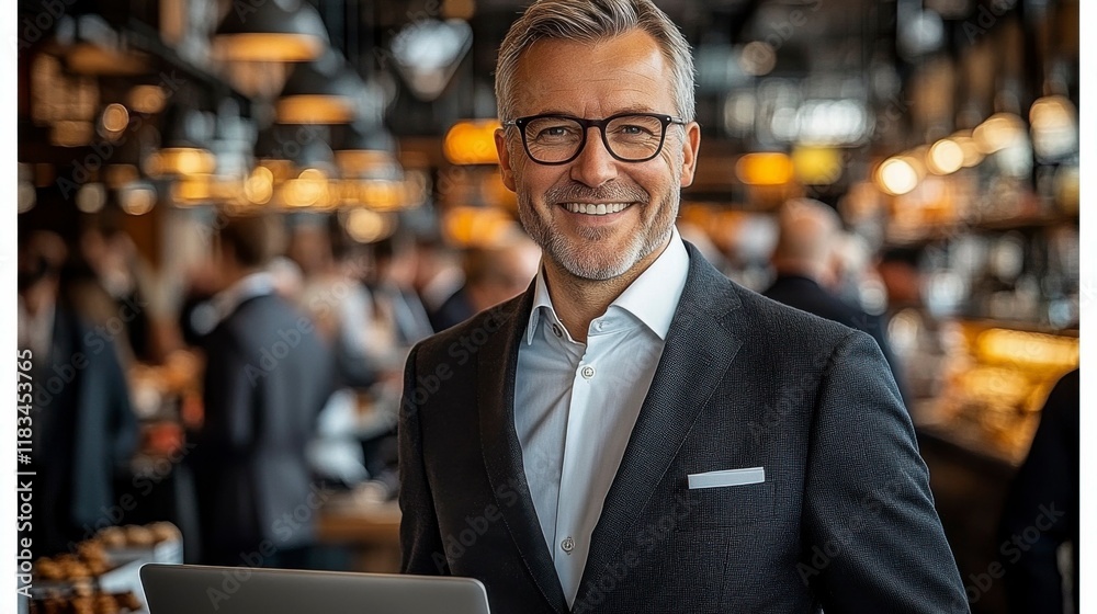 A confident professional smiling while working on a laptop, exuding positivity and a productive, happy work environment. A confident professional smiling while working on a laptop, exuding positivity and a productive, happy work environment.