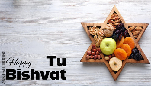 Tu Bishvat Poster Design Concept of the Jewish holiday photo