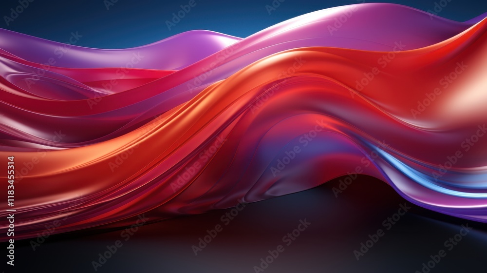 Abstract Red and Purple Swirling Fabric Waves Digital Art Background Design
