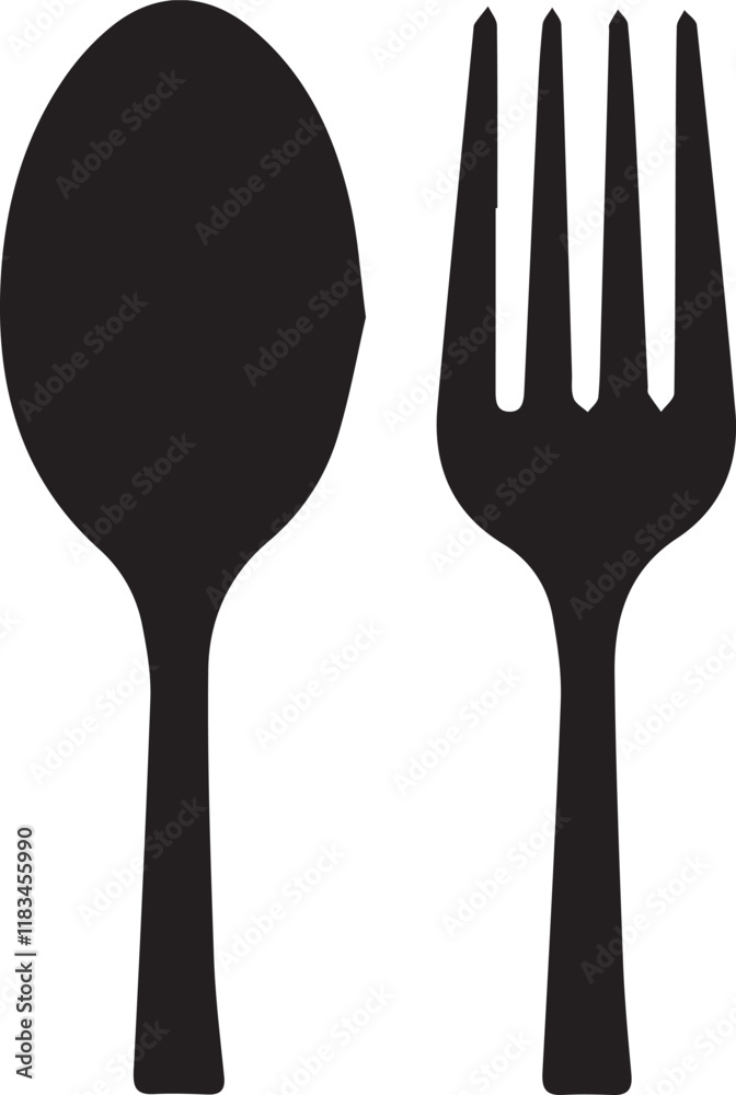 Simple Silhouette of a Spoon and Fork Simple Silhouette of a Spoon and Fork