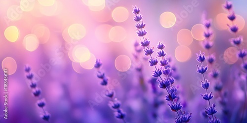 Blurred purple bokeh creates a stunning nature background, enhancing the beauty of the scene with its vibrant purple tones and soft out of focus elements, ideal for various creative projects.