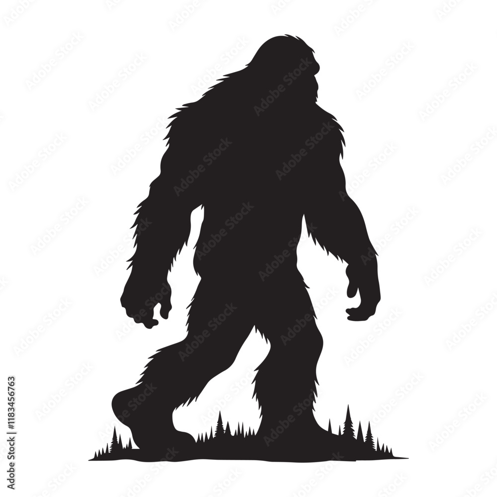 Bigfoot Silhouette Vector illustration. Squatchin. Gorilla. Bigfoot Yeti Black Isolated On White Vector Design Bigfoot Silhouette Vector illustration. Squatchin. Gorilla. Bigfoot Yeti Black Isolated On White Vector Design
