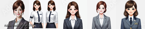 vector collection of beautiful female office worker characters