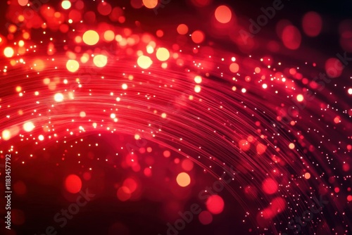 mesmerizing dance of red light as it travels through intricate optical fibers creates a captivating abstract technology background- with its vibrant hues and dynamic patterns evoking a sense of innova