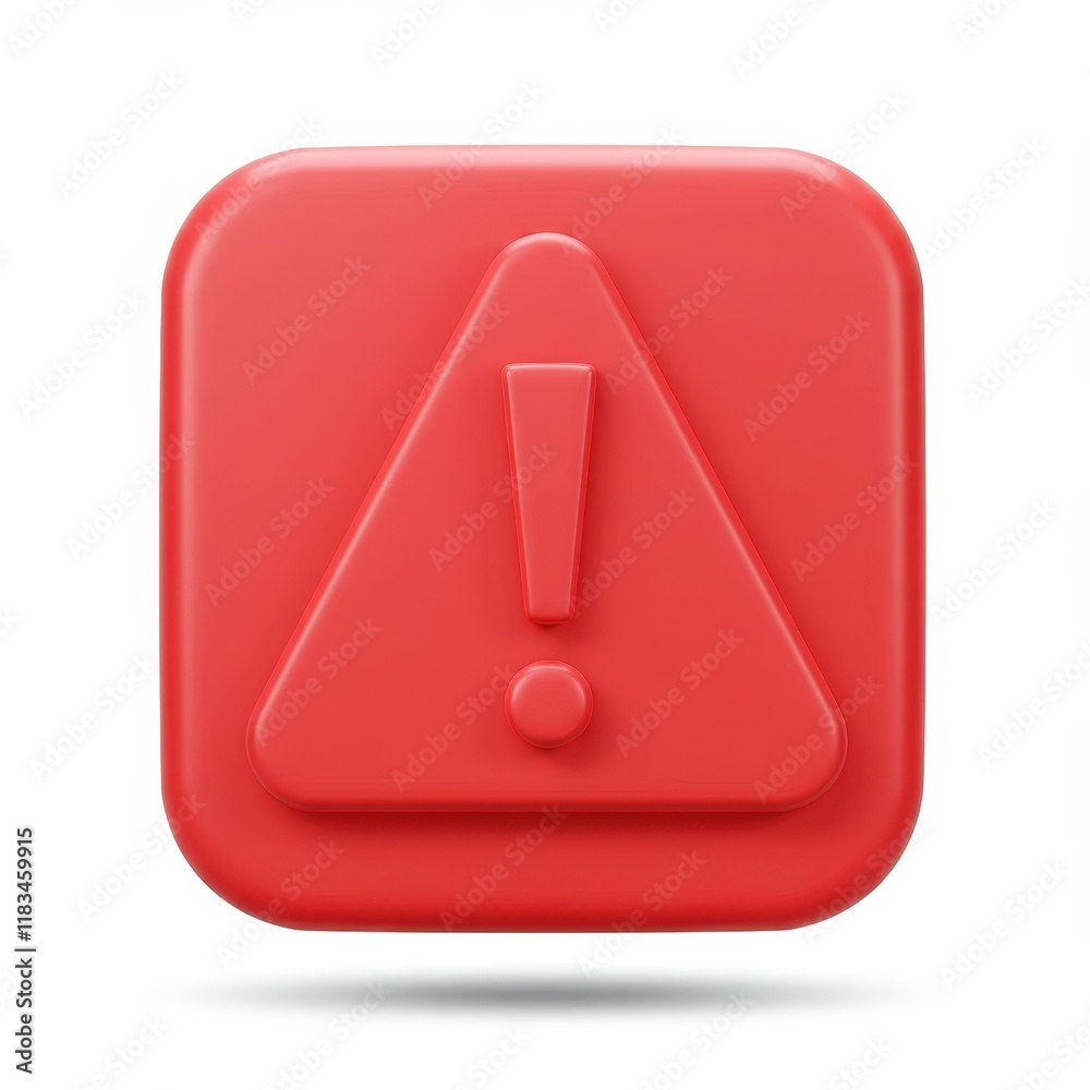 Red alert 3D icon isolated on white background Red alert 3D icon isolated on white background