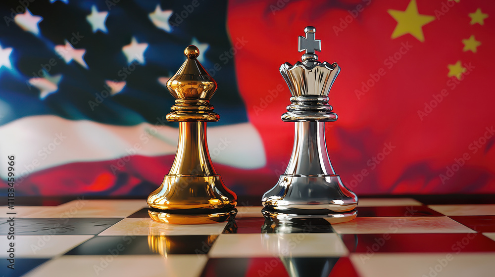 Naklejka premium The concept of a trade war between the USA and China