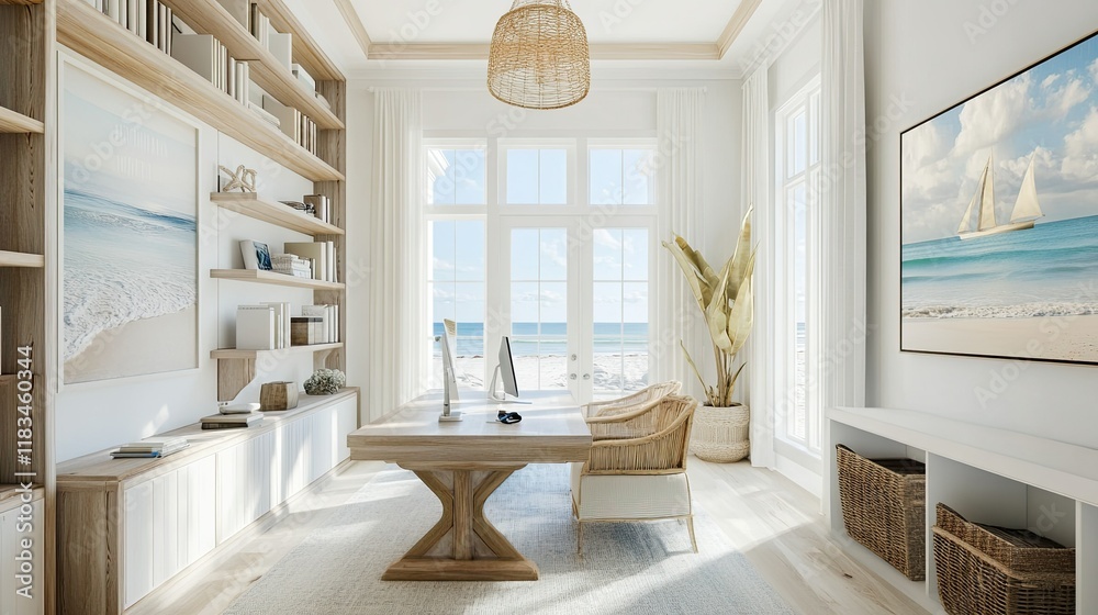 Coastal Home Office with Ocean View Coastal Home Office with Ocean View