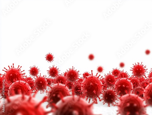 red virus molecules on a white background 