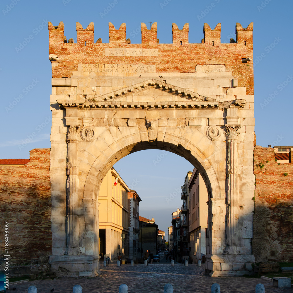 Early morning view to Arch of Augustus built in 27 BC in honour of the first Roman emperor.