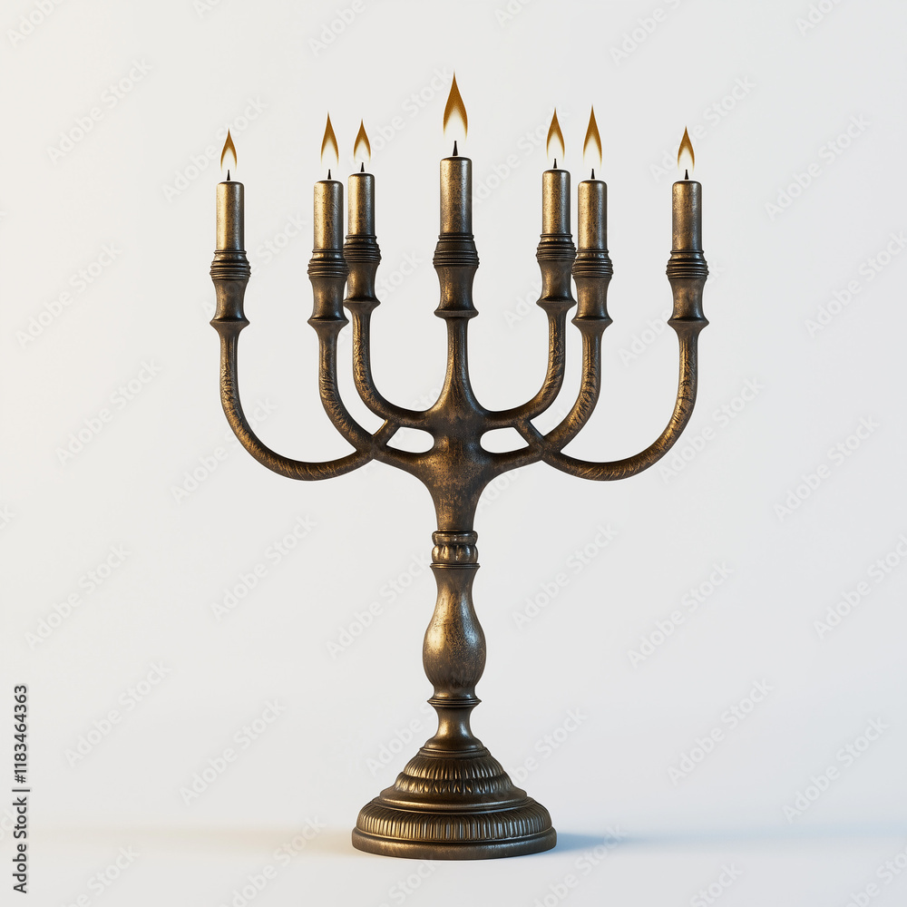 Elegant seven-branched menorah crafted in a timeless design, symbolizing tradition, cultural heritage, and spiritual significance Elegant seven-branched menorah crafted in a timeless design, symbolizing tradition, cultural heritage, and spiritual significance