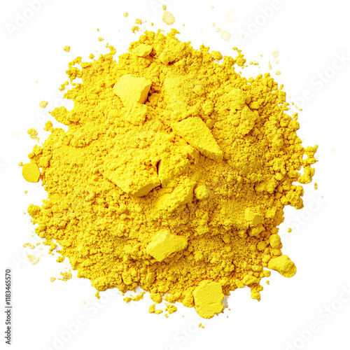 Yellow powder isolated on transparent background photo